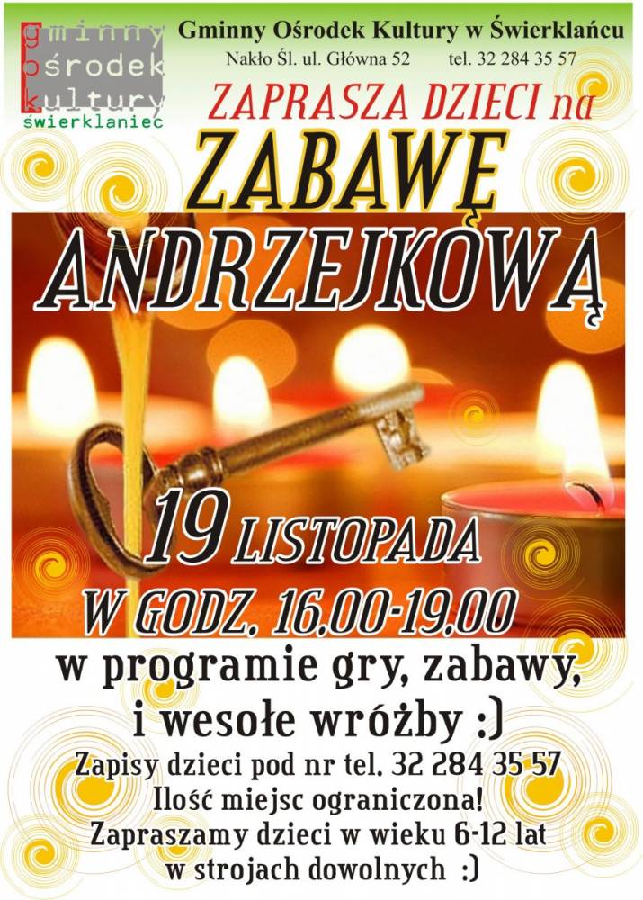 Plakat - zabawa Andrzejkowa dla dzieci