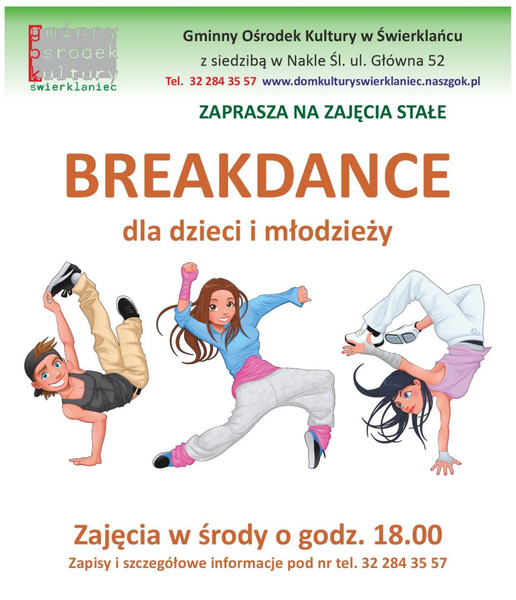Plakat -  taniec breakdance - środy