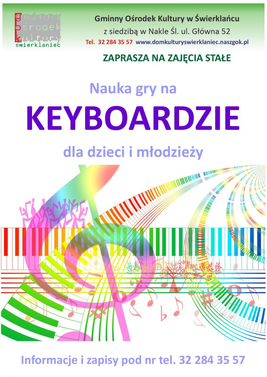 Plakat - nauka gry na keyboardzie - środy i piątki