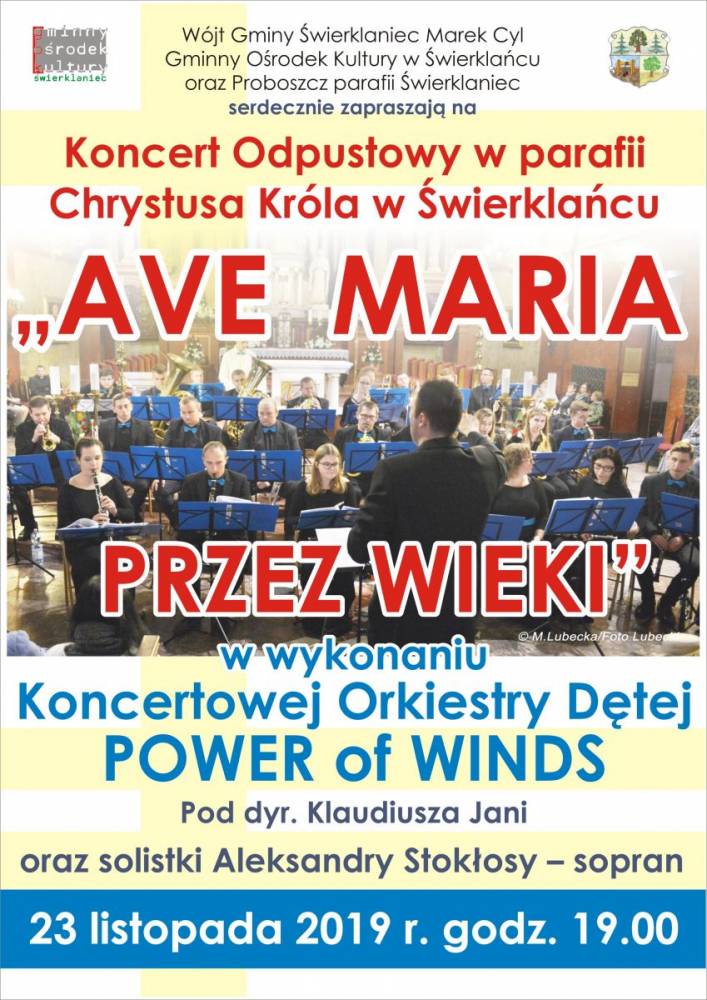 Plakat - koncert odpustowy w Świerklańcu - 23 listopada