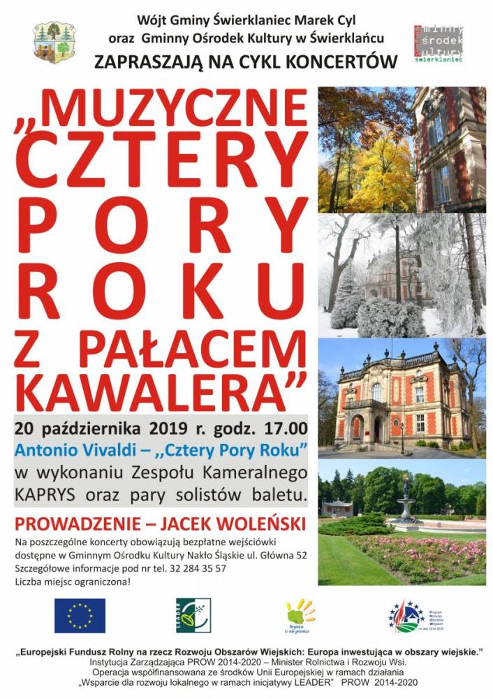 Plakat - cykl koncertów Muzyczne cztery pory roku z Pałacem Kawalera - 20 października