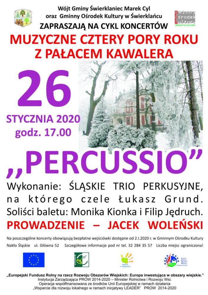 Plakat-koncert z cyklu muzyczne cztery pory roku z Pałacem Kawalera-26.01.2020