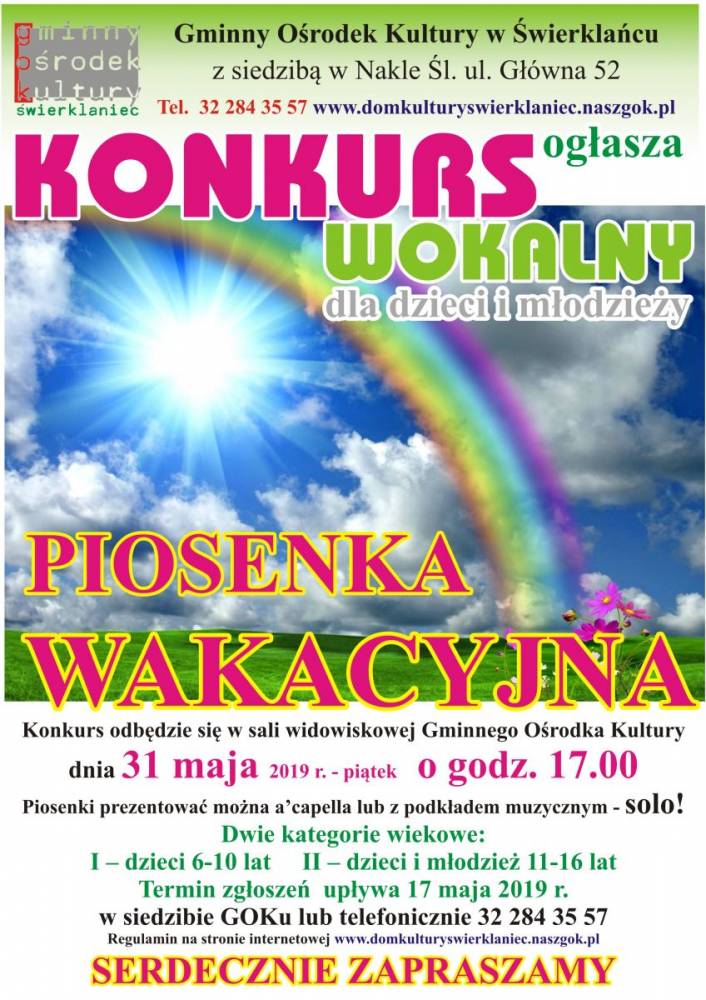 Plakat - konkurs wokalny dla dzieci i młodzieży - 31.05