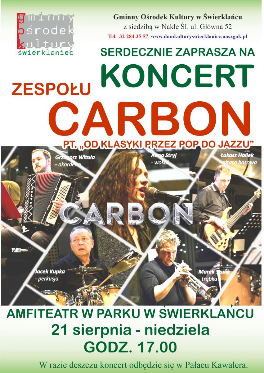 Plakat - koncert zespołu Carbon - 21.08.2022