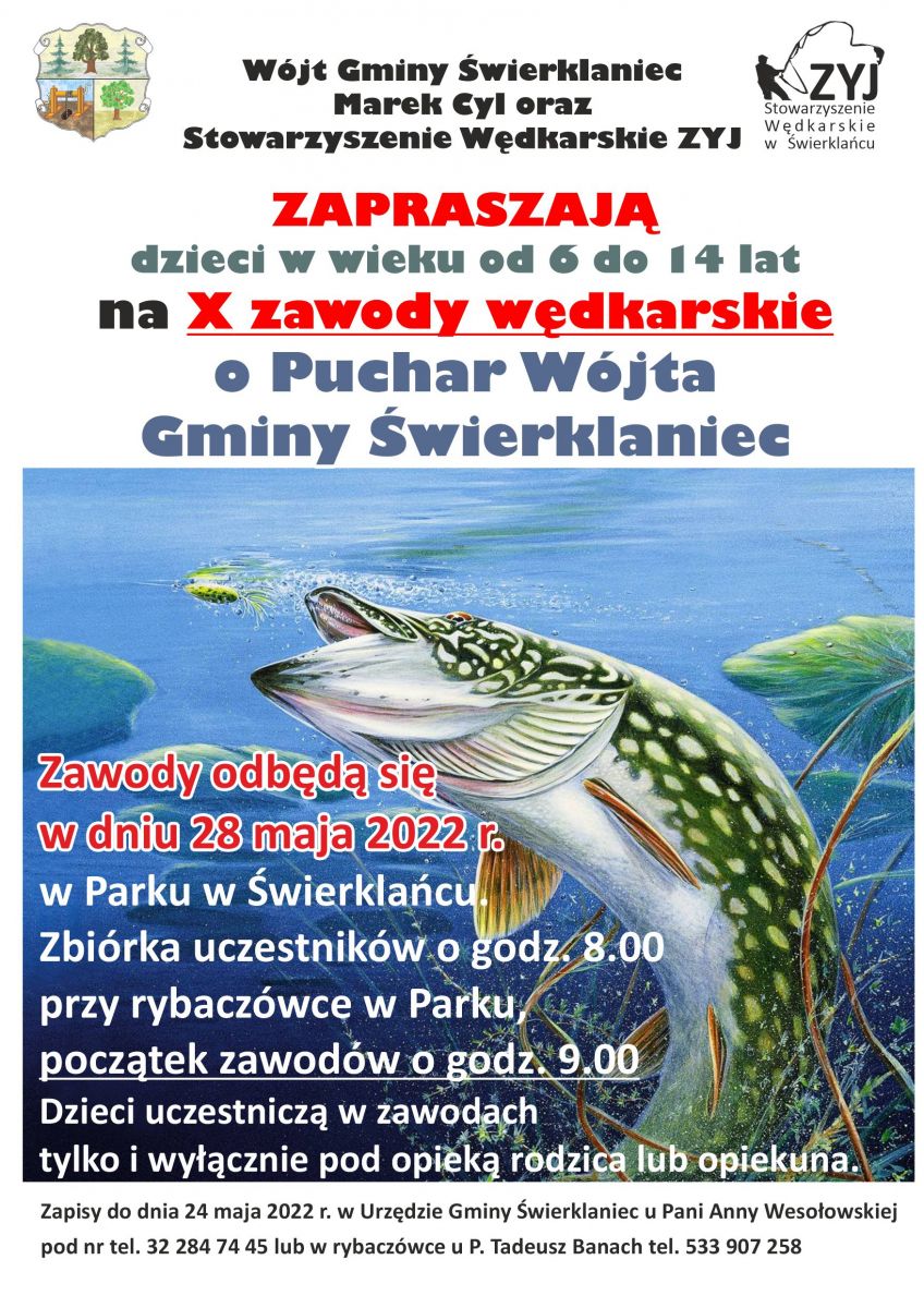 Plakat - X zawody wędkarskie - 28 maja 2022